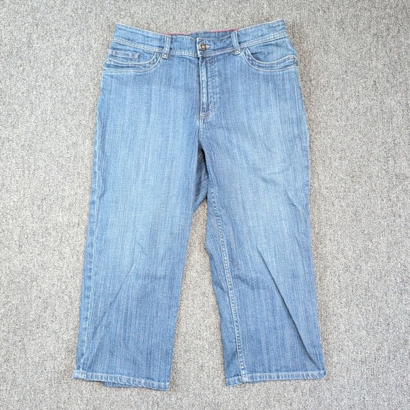 Kessler MCP Jean Y2K Platinum Denim Crop Pants 14 Blue Embroidered Capri Studded — photo 2